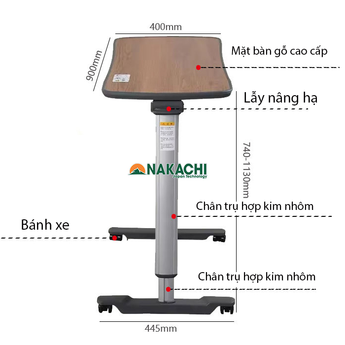 cấu tạo bàn ăn di động NC-AN05